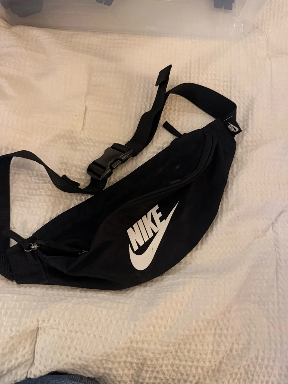 Nike Black Waist Pack with White Swoosh
